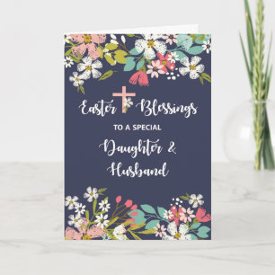 Tarjeta Hija y marido Pascua Cristo subido bendiciones