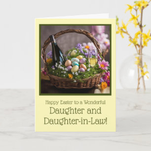 Tarjeta Hija y Nuera Vino Divertido Pascua