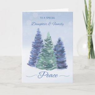 Tarjeta Hija y vacaciones familiares Paz Árboles ecológico