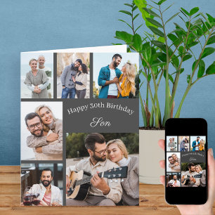 Tarjeta Hijo 6 Collage de fotos Cualquier edad Feliz cumpl