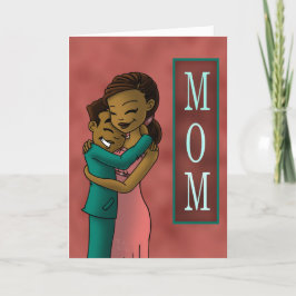 Tarjeta Hijo afroamericano y madre