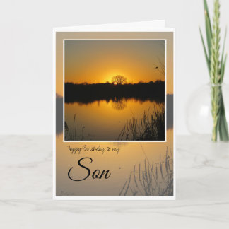 Tarjeta Hijo de Cumpleaños, Árbol Silueteado Detrás Del Am