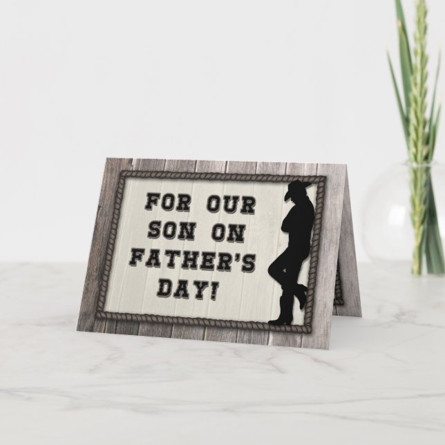 Tarjeta Hijo de Vaquero, ¡Feliz Día del Padre! Saludo ruso (Anverso)