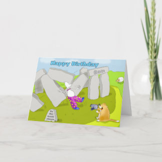 Tarjeta hijo del cumpleaños del stonehenge