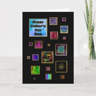 TARJETA HIJO DEL DÍA DE PADRE - CUADRADOS ABSTRACTOS