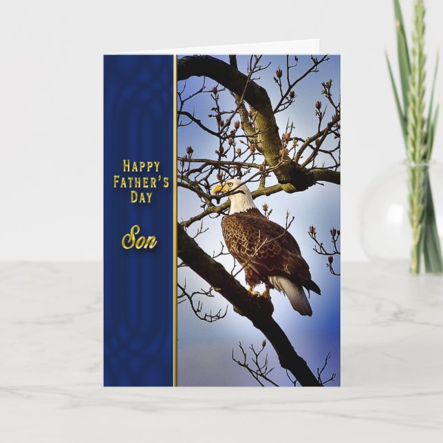 Tarjeta Hijo del día de padre - Eagle calvo (Anverso)