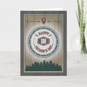 Tarjeta Hijo del Día del Padre, gráficos rústicos de natur