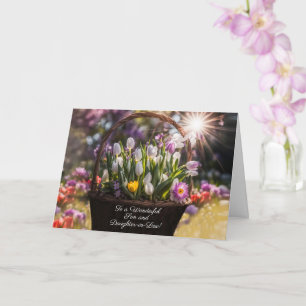 Tarjeta Hijo e hija política Feliz cesta de Pascua