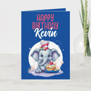 Tarjeta Hijo elefante blanco y azul lindo
