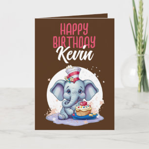 Tarjeta Hijo elefante blanco y marrón lindo cumpleaños