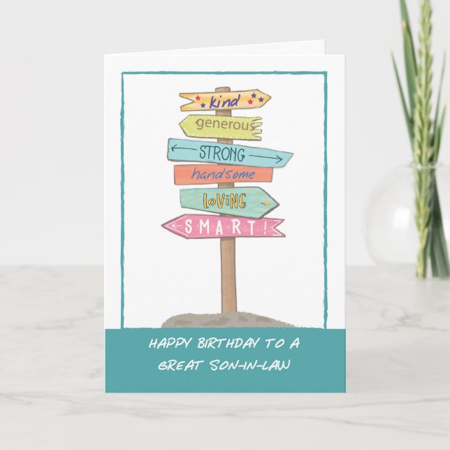 Tarjeta Hijo en derecho Cumpleaños Rótulo divertido buenas (Anverso)