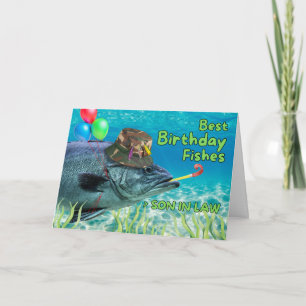 Tarjeta Hijo en la ley Cumpleaños pez listo para Fiesta