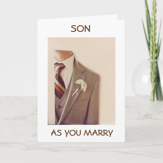 TARJETA **HIJO** EN SU DÍA DE BODA=NUEVA AVENTURA (Anverso)