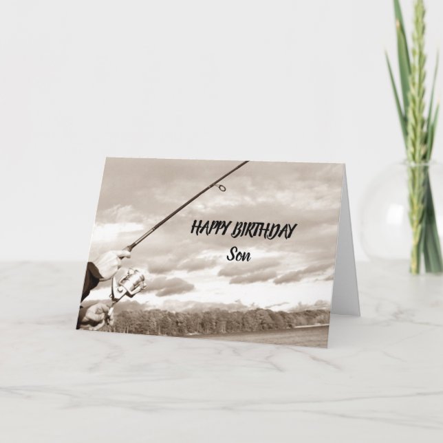TARJETA **HIJO** FELIZ HUMOR PESQUERO DE CUMPLEAÑOS (Anverso)