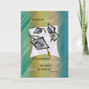 Tarjeta Hijo, Gorras de graduación en el aire, felicitacio