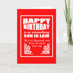 Tarjeta hijo gracioso en la ley feliz cumpleaños