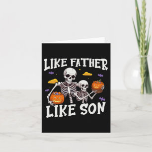 Tarjeta Hijo padre esqueleto coincidiendo con disfraz de H