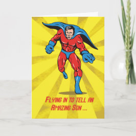 Tarjeta Hijo, superhéroe caped 8 cumpleaños