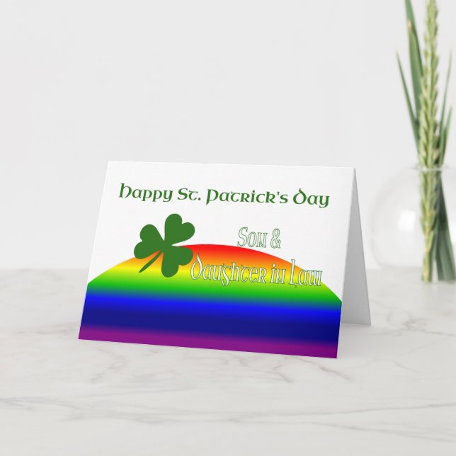 Tarjeta Hijo y esposa feliz Día de San Patricio (Anverso)