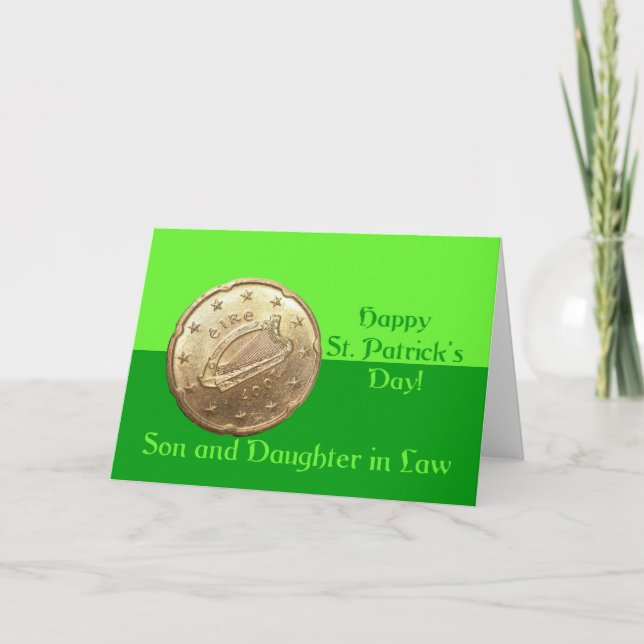 Tarjeta Hijo y esposa feliz Día de San Patricio (Anverso)