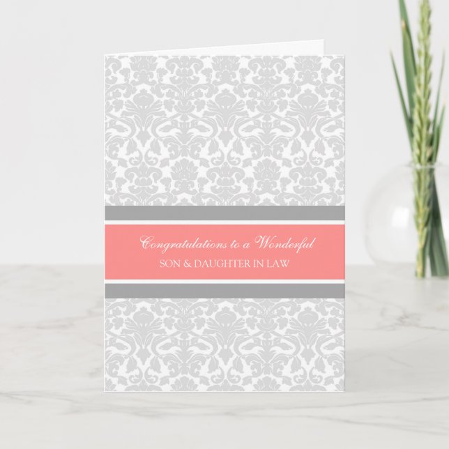 Tarjeta Hijo Y Hija En Derecho Boda Felicitaciones Gray (Anverso)