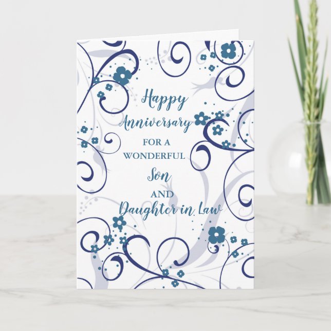Tarjeta Hijo y hija modernos en aniversario de Boda de ley (Anverso)
