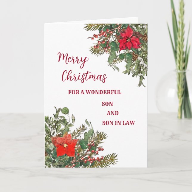 Tarjeta Hijo y mujer ruso en la ley Feliz Navidad (Anverso)
