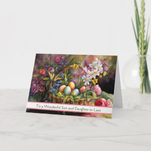 Tarjeta Hijo y Nuera Feliz Pascua con Bonito