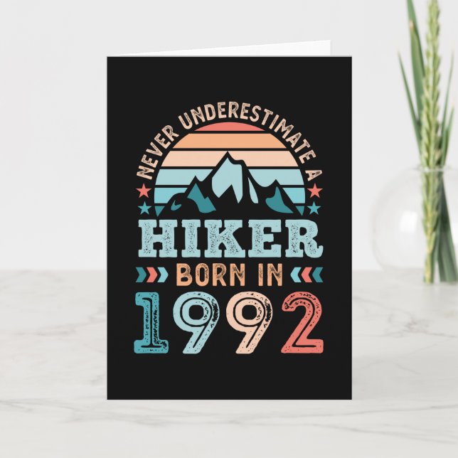 Tarjeta Hiker nacido en 1992 regalo de cumpleaños 30 Hikin (Anverso)