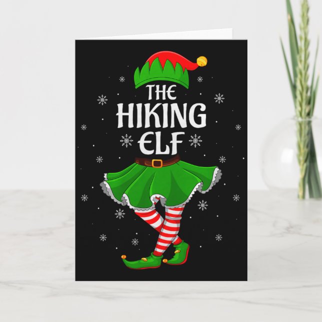 Tarjeta Hiking Elf Christmas Family Girls Women Elf Squad  (Anverso)