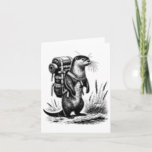 Tarjeta Hiking River Otter Backpacking Animals Funny Cotta