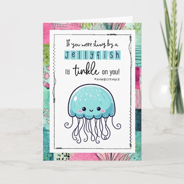 Tarjeta Hilarious BFF Jellyfish Here For You Friend  (Anverso)