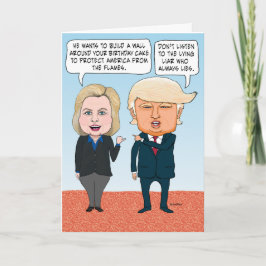 Tarjeta Hillary Clinton divertida y cumpleaños de Donald