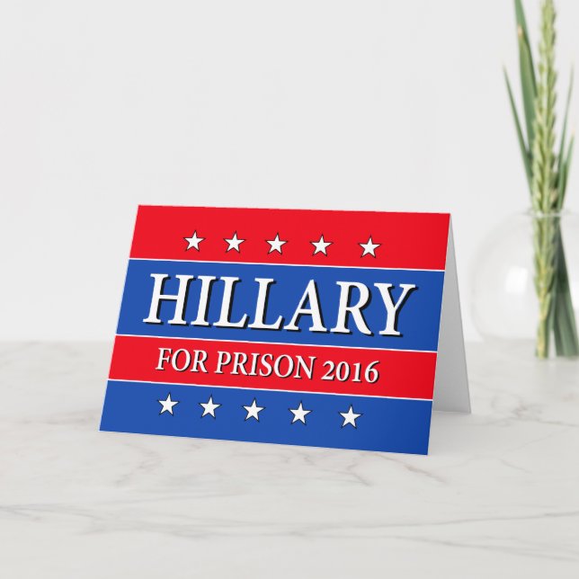 TARJETA "HILLARY FOR PRISON 2016" (Anverso)