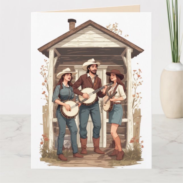 TARJETA HILLBILLY BANJO FUNNY BIRTHDAY GREETING CARD (Anverso)