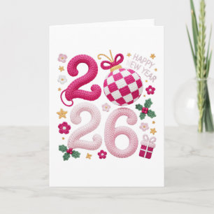 Tarjeta Hilo de ganchillo Feliz Año Nuevo 2026