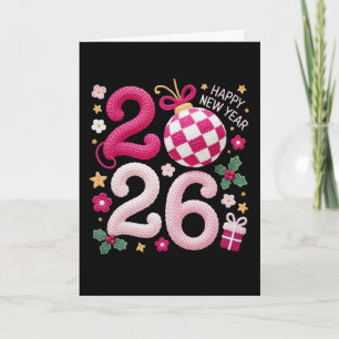 Tarjeta Hilo de ganchillo Feliz Año Nuevo 2026
