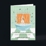 Tarjeta Him Funny Humour Singing In The Shower Birthday<br><div class="desc">Modern funny cartoon style mens play on words happy birthday card. Perfect for a brother,  cousin,  friend,  dad,  male,  uncle,  son,  husband,  boyfriend. Exclusive to the Green Elephant Cards brand.</div>
