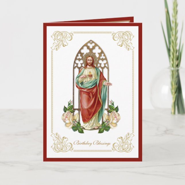Tarjeta Himno religioso corazón de Jesús todo ardiente (Anverso)