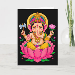 Tarjeta Hindú Ganesh Puja Dios Elefante India Meditación Y