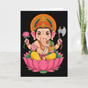 Tarjeta Hindu Ganesha Puja Dios Elefante India Meditación