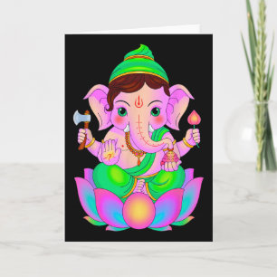 Tarjeta Hindu Ganesha Puja Dios Elefante India Meditación