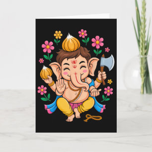 Tarjeta Hindu Ganesha Puja Dios Elefante India Meditación