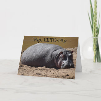 Tarjeta Hip Hip Hooray Hippo Cumpleaños