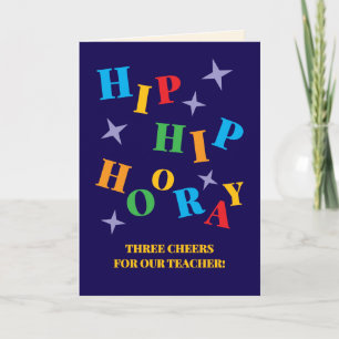 Tarjeta Hip Hip Hurra Gracias Maestro Confeti