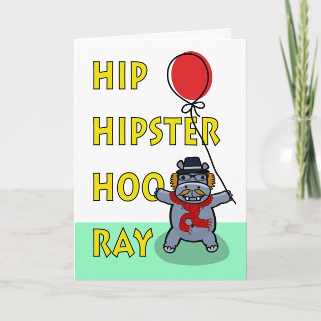 Tarjeta Hip Hipster Hooray cumpleaños de un amigo (Anverso)