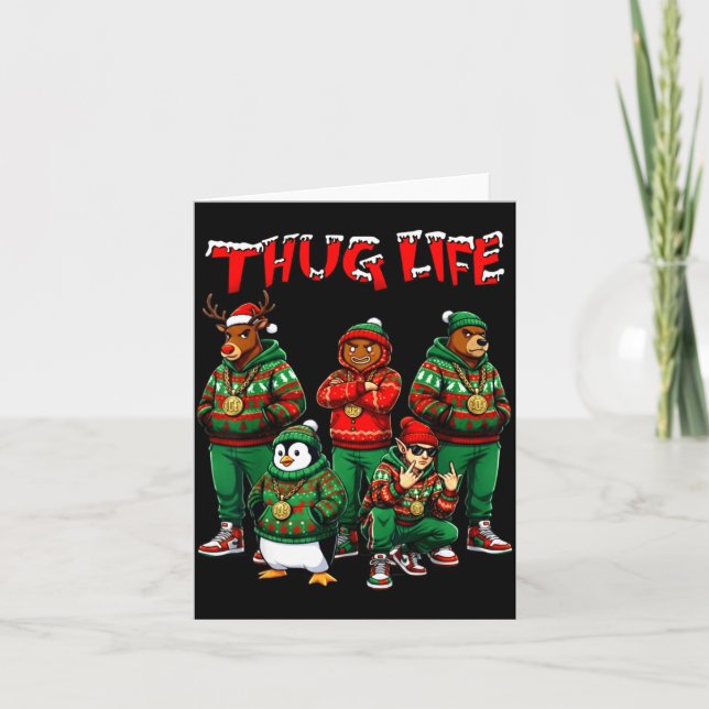 Tarjeta Hip Hop Holiday Crew - Ugly Christmas Sweater Rap  (Anverso)