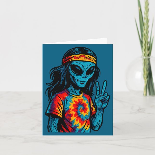 Tarjeta Hipe Alien Tie-dye Design  (Anverso)