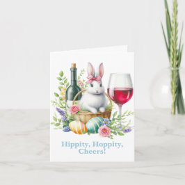 Tarjeta ¡Hipidez, Hoppity Cheings! Conejo y vino de Pascua