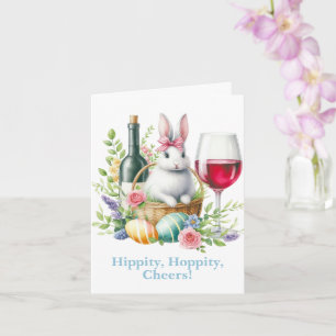 Tarjeta ¡Hipidez, Hoppity Cheings! Conejo y vino de Pascua